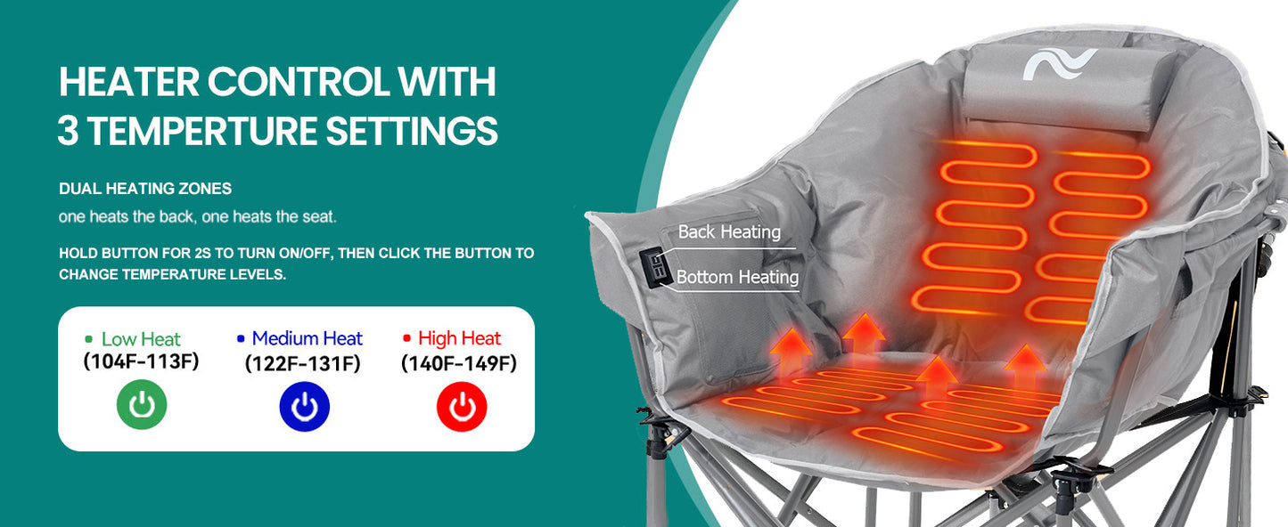 HeatLounge™ Isıtmalı Taşınabilir Kamp ve Balkon Sandalyesi