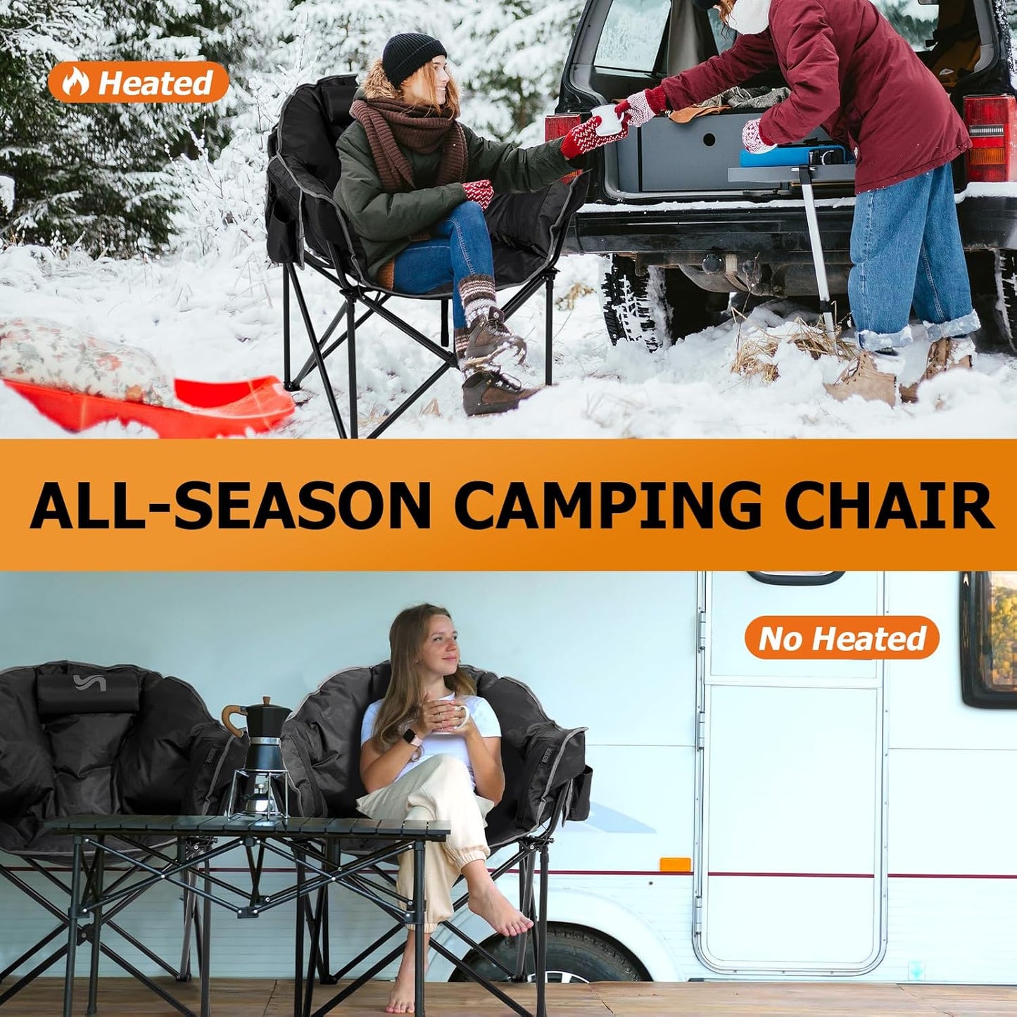 HeatLounge™ Isıtmalı Taşınabilir Kamp ve Balkon Sandalyesi