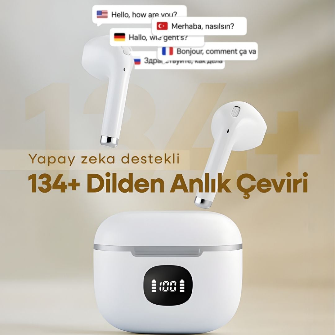 Quantum AI: En İyi Çeviri Yapan Kulaklık - 134 Dil Destekli İngilizce Çevirici Bluetooth Kulaklık