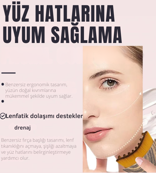 Lenf Kontür Fırçası Yüz Masaj Fırçası Yüz Şişkinliği Giderici Belirgin Çene Hattı