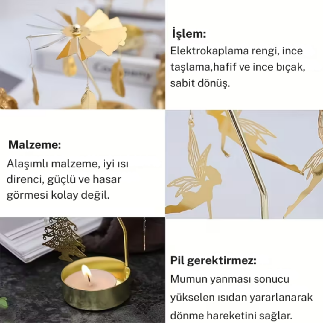 Dönen Dekoratif Mumluk - Hipnotik Işık Terapisi ve Stres Azaltıcı Dekor