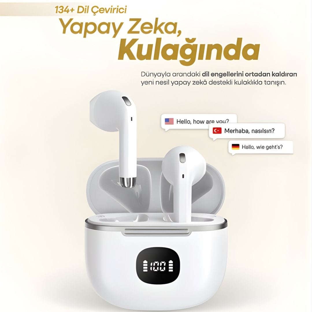 Quantum AI: En İyi Çeviri Yapan Kulaklık - 134 Dil Destekli İngilizce Çevirici Bluetooth Kulaklık