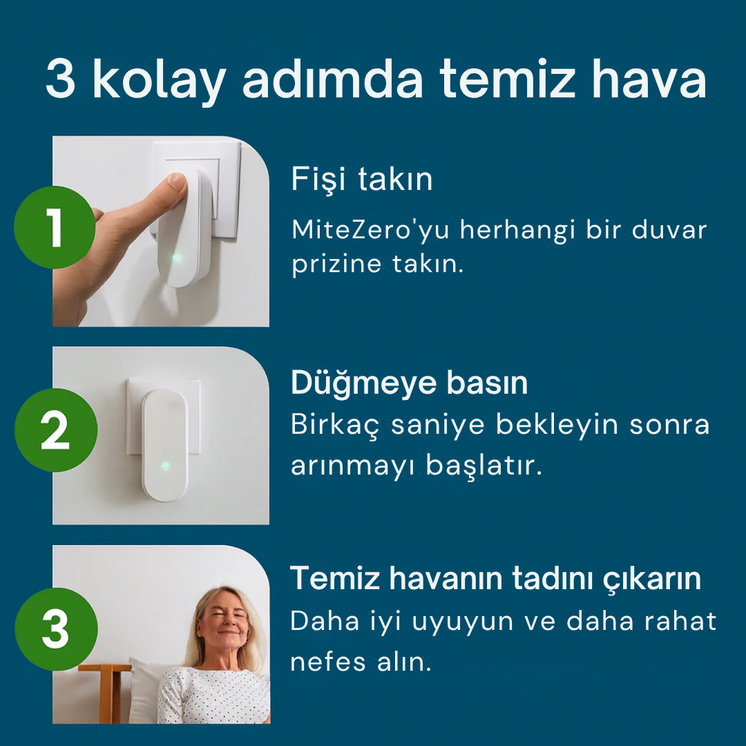 MiteZero™ Ultrasonik Toz Temizleyici – Alerjiye Son!