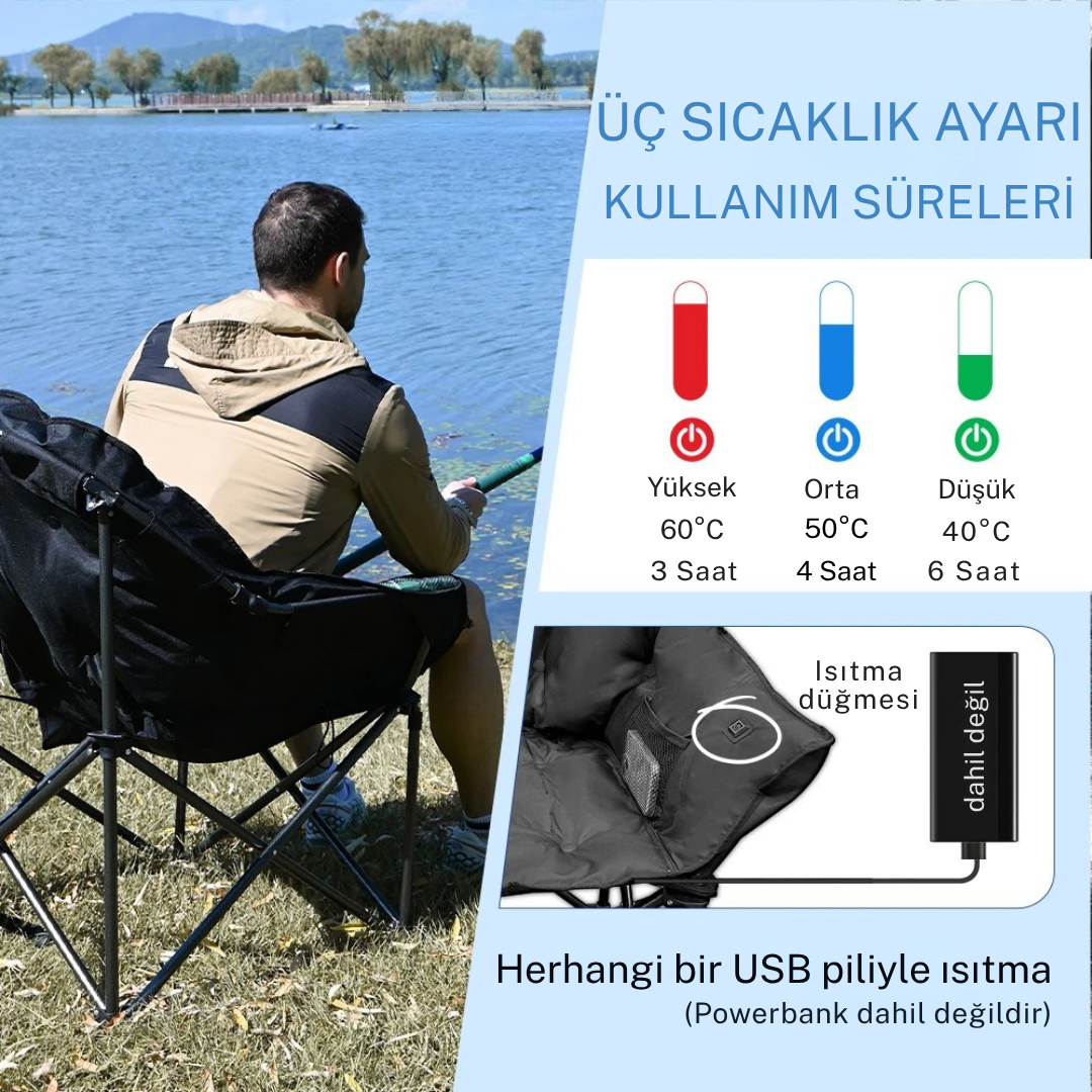 HeatLounge™ Isıtmalı Taşınabilir Kamp ve Balkon Sandalyesi