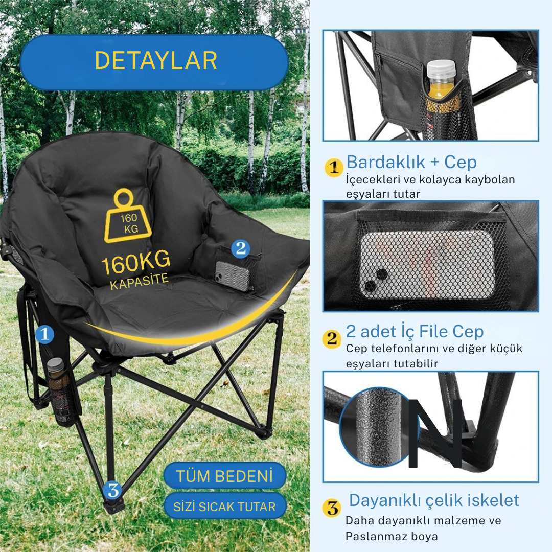 HeatLounge™ Isıtmalı Taşınabilir Kamp ve Balkon Sandalyesi